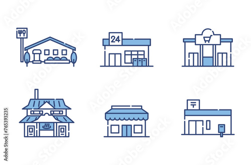 店　お店　町　建物　アイコン　セット