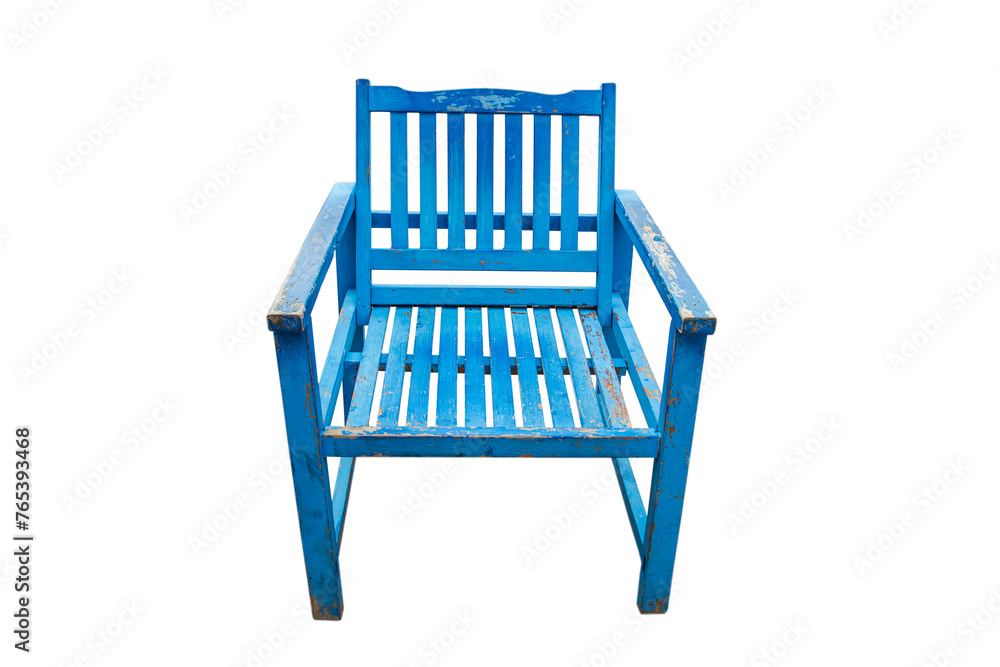 Fototapeta premium Blue wooden chair isolated on white background.