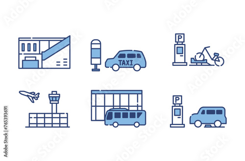 交通機関　アイコン　セット