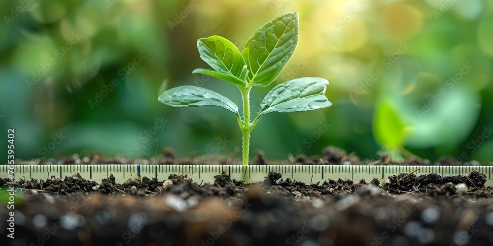 Measuring the Growth and Progress of a Thriving Plant in the Garden or Farm Measuring the Growth and Progress of a Thriving Plant in the Garden or Farm
