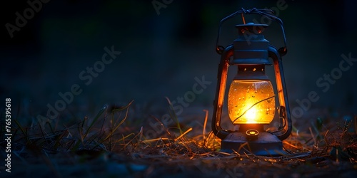 A Glowing Lantern in the Quiet Darkness,Offering a Beacon of Hope and Tranquility Amidst the Serene Natural Surroundings