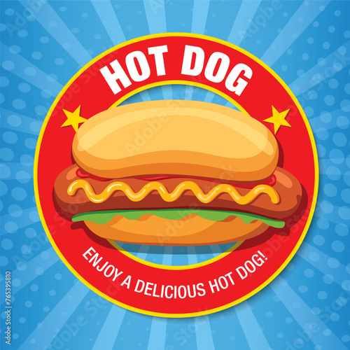 Hot Dog delicious food. Vector illustration