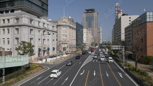 神戸海岸通 外国人居留地の国道2号線 (タイムラプス・クイックモーション)