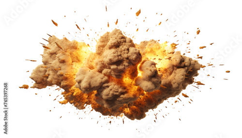 explosion of fire isolated on transparent background cutout