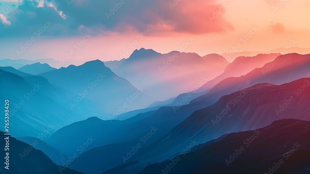 The morning sunrise over the mountains reveals a unique picture: the rays penetrate the cloud cover, coloring the peaks in golden shades and awakening life in the valleys.