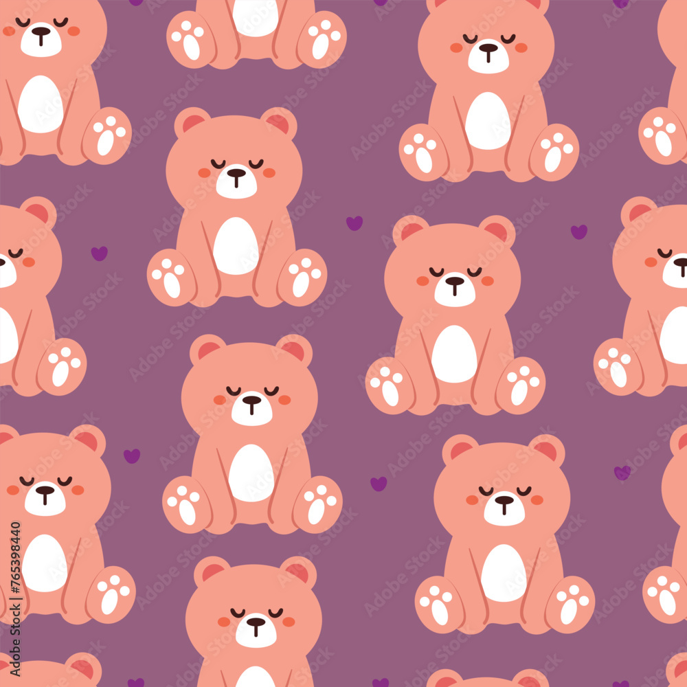 seamless pattern cartoon bears. cute animal wallpaper illustration for gift wrap paper