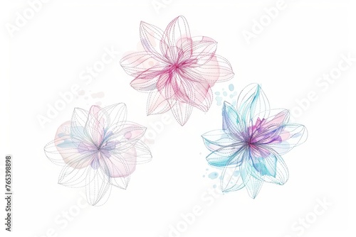 Abstract scandinavian floral design with minimalist shapes. Contemporary minimalist art of a flower with abstract  overlapping organic shapes in a soft  pastel color palette