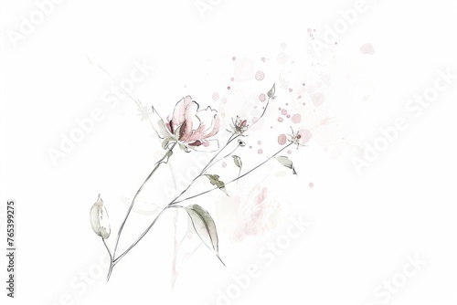 Abstract scandinavian floral design with minimalist shapes. Contemporary minimalist art of a flower with abstract  overlapping organic shapes in a soft  pastel color palette