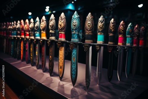 a detailed illustration depicting the intricate process of crafting knives by a blacksmithShowcase the artistry and skill involved in forging elegant and functional blades