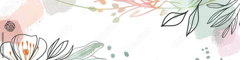 Fototapeta premium Abstract scandinavian floral design with minimalist shapes. Contemporary minimalist art of a flower with abstract, overlapping organic shapes in a soft, pastel color palette