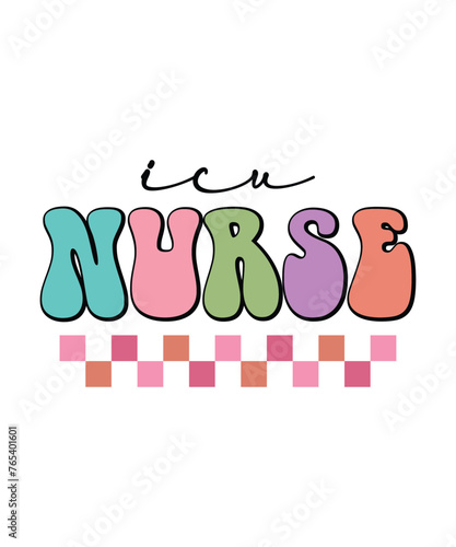 ICU nurse t shirt design print template