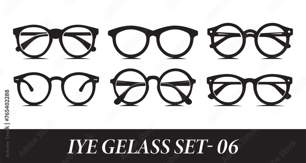Set of fashion eyeglass on white background. Vector eyeglass set  - obrazy, fototapety, plakaty 