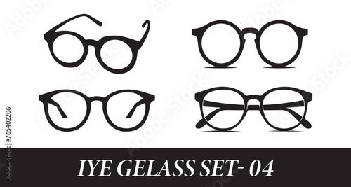 Set of fashion eyeglass on white background. Vector eyeglass set 