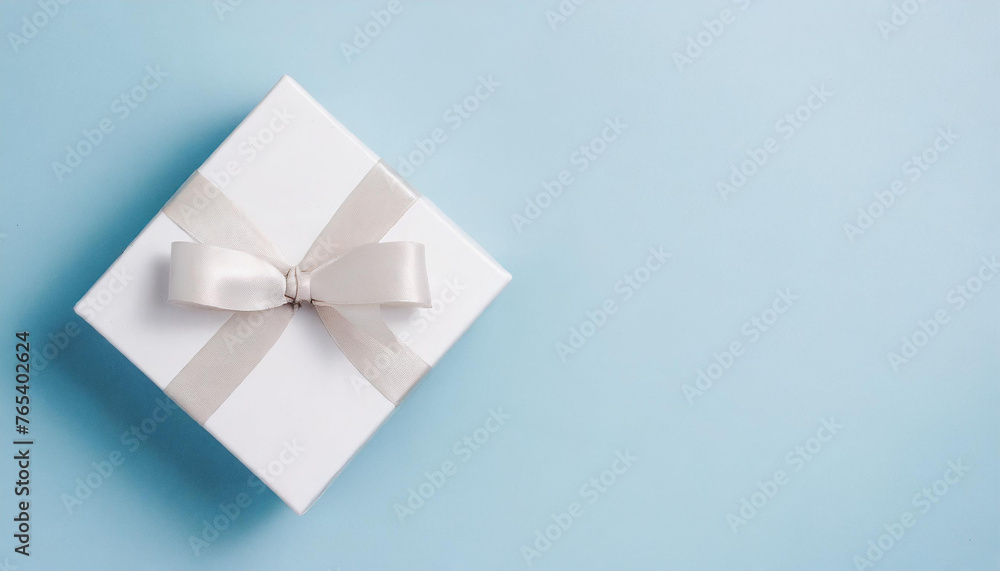 white gift box on blue background white gift box on blue background