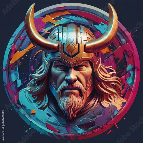 Ancient god illustration nodic god thor odin loki photo