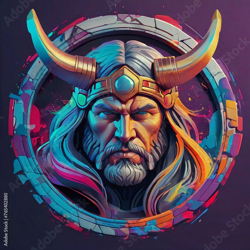 Ancient god illustration nodic god thor odin loki photo