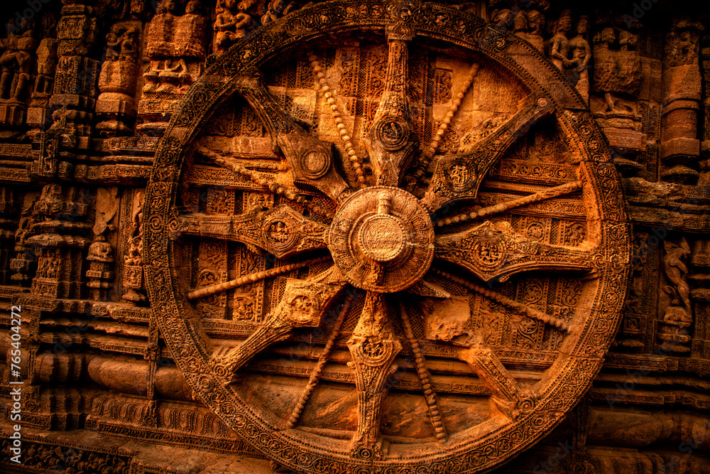 Fototapeta premium wheel at konark temple bhubaneshwar odisha