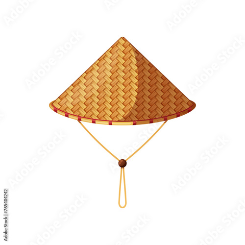 Asian conical hat vector isolated on white background.