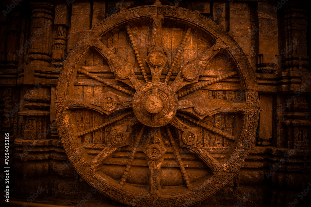 wheel at konark temple bhubaneshwar odisha