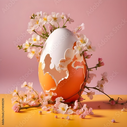 Egg kinsugi, abstract egg, gold egg, wall picture, amazing texture, 3d rendered
