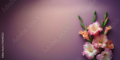 Pink Flowers on Purple Background
