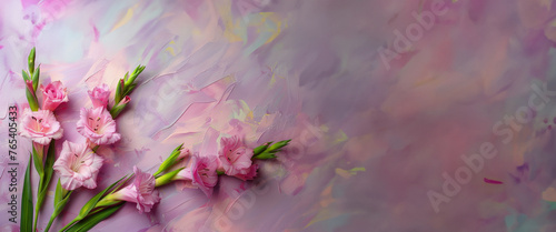 Pink Flowers on Purple Background