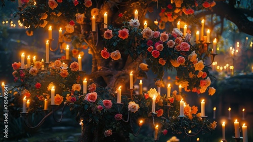 Tree Adorned With Glowing Candles