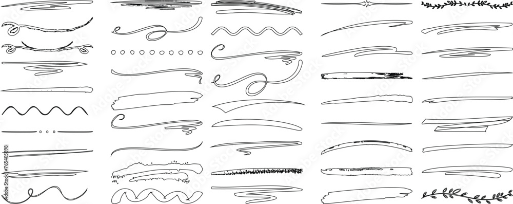 underline sketch vector set