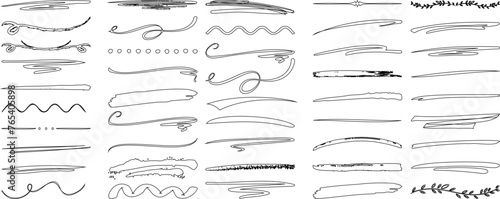 underline sketch vector set