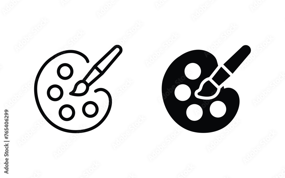 paint brush and palete icon vector paint brush and palete icon vector
