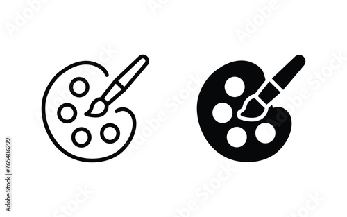 paint brush and palete icon vector