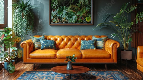 Well-Furnished Living Room With Abundant Windows