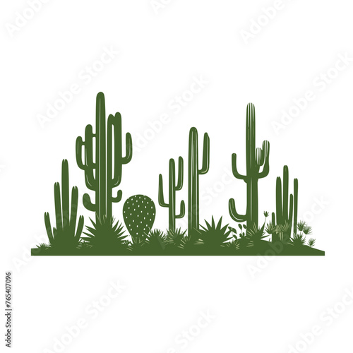 Silhouette Kakteen in Wüsten grün vektor photo