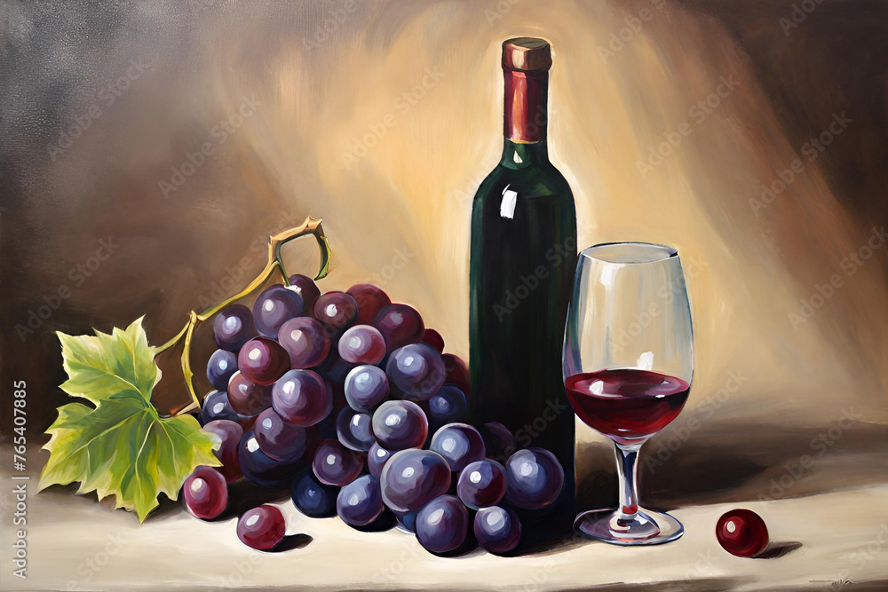 wine bottle and grape