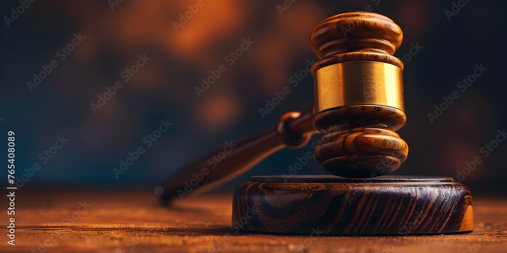 Gavel Resting on Wooden Stand,Representing Justice and Legal Authority - obrazy, fototapety, plakaty 