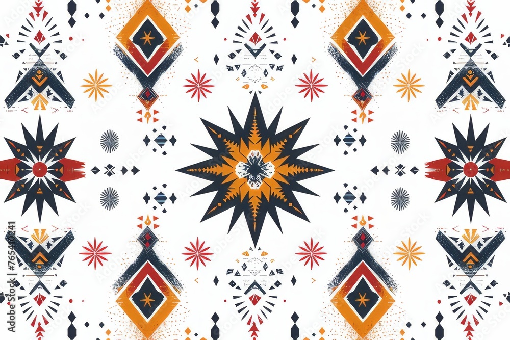 Fototapeta premium A seamless Navajo tribal pattern on a white background.