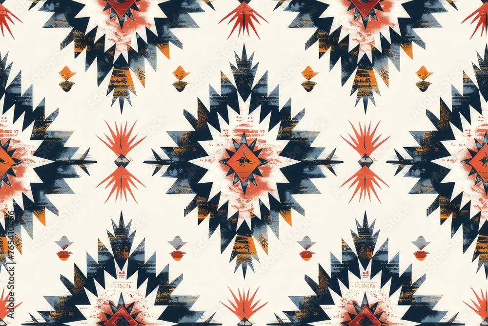 A seamless Navajo tribal pattern on a white background.