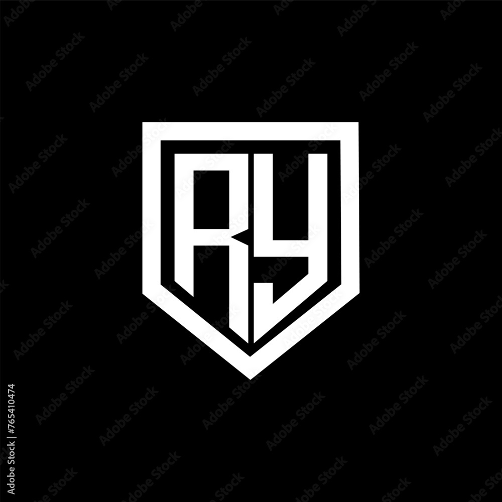 RY letter logo design with black background in illustrator. Vector logo, calligraphy designs for logo, Poster, Invitation, etc. - obrazy, fototapety, plakaty 