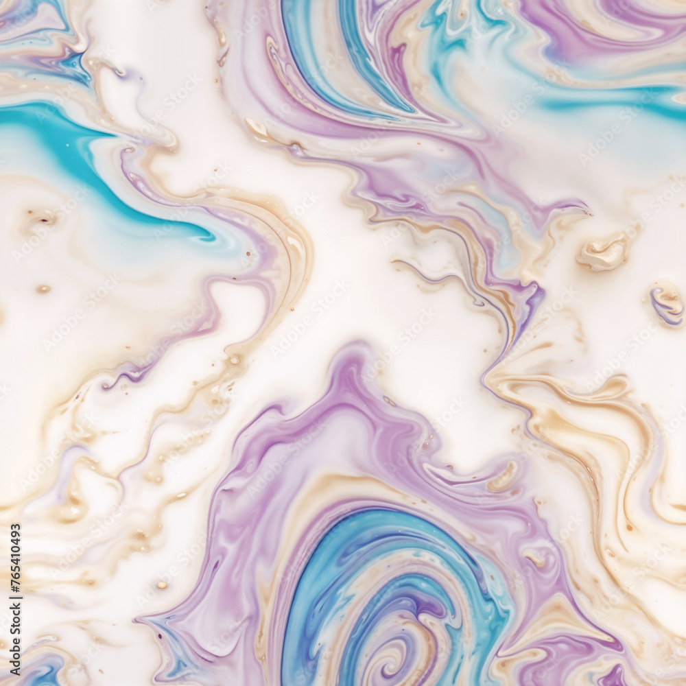 Lavender Whirls: Luxurious Purple and Gold Fluid Marble Design