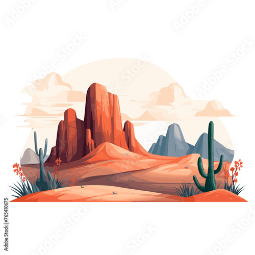 felsige Wüstenlandschaft mit Kaktus vektor Illustration 