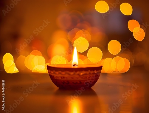 Glowing Candle Flame in Cozy Ambiance Illuminating Peaceful Atmosphere