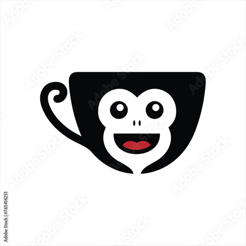 Canvas Print a black and white monkey cup with a black and white logo.
