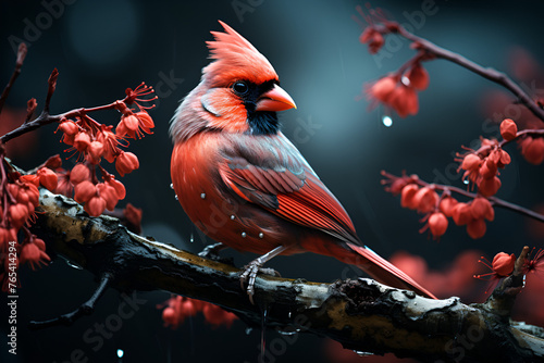 red cardinal on a branch © jowel