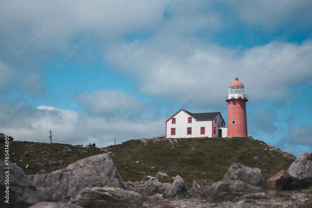 Ferryland lighthouse on a cloudy day