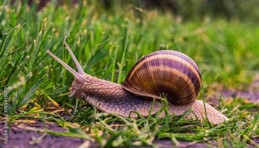 Trailing Beauty: A Snail's Slow Journey Across the Grass Trailing Beauty: A Snail's Slow Journey Across the Grass