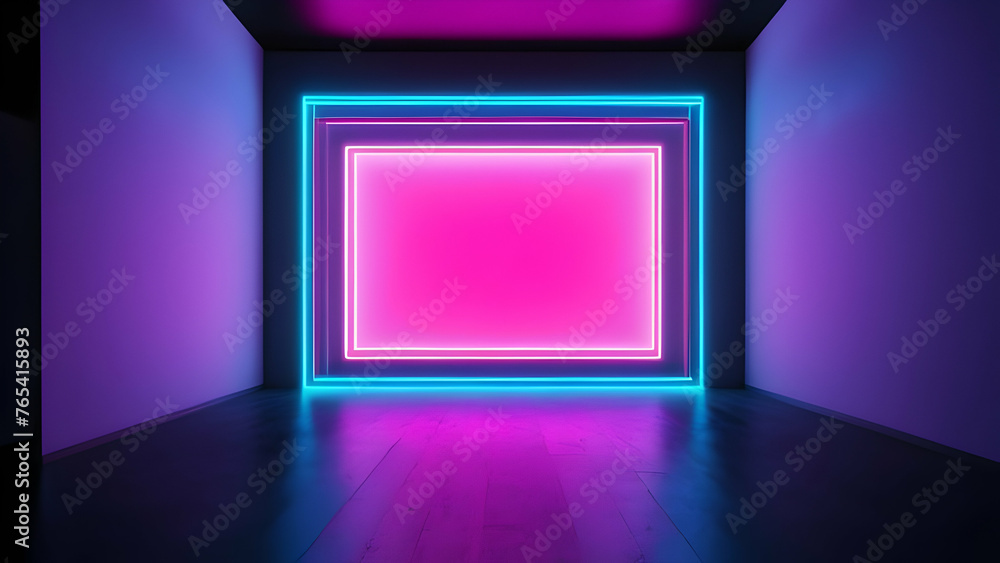 Empty room with abstract neon lighting. for advertising mock up or product display Empty room with abstract neon lighting. for advertising mock up or product display