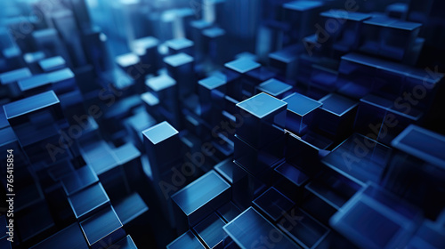 Abstract  blue geometric background design with cubes