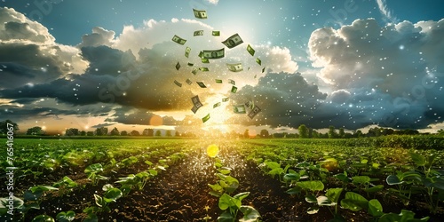 Cloudburst of Financial Abundance Raining on Fertile Agricultural Landscape