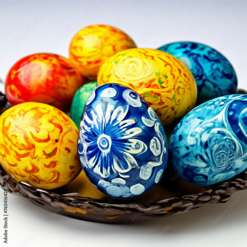 Easter eggs painted in the style of Russian folk painting Easter eggs painted in the style of Russian folk painting