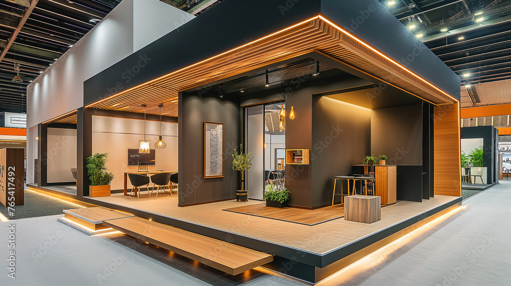 A beautiful exhibition stand in the form of a room with an interior in ...